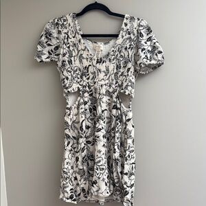 Floral Black and White Dress